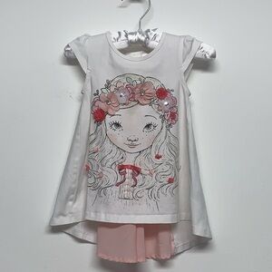 Lydia Jane Toddler Size 2T White/Pink Floral Flowy Boho High/Low Shirt Top